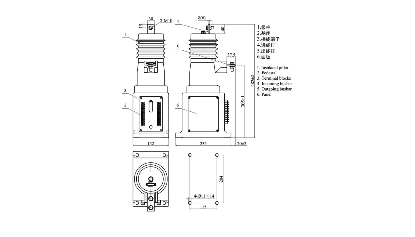 LCZ1-12F-இன் பரிமாணங்கள்