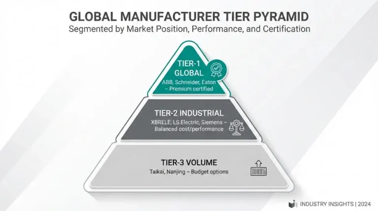 Vacuum contactor manufacturers tier comparison showing global premium brands, industrial OEMs, and volume suppliers
