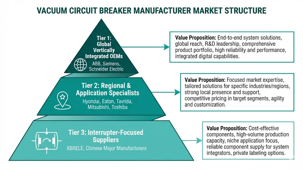 Vacuum interrupter cross-section with quality checkpoint callouts showing CuCr contact material, getter pump, bellows seal, and vapor shield components