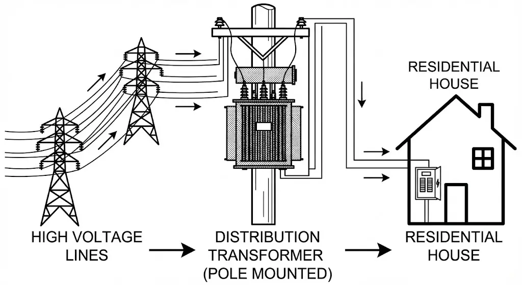 رسم تخطيطي لمحول XBRELE في سياق شبكة الطاقة الكهربائية