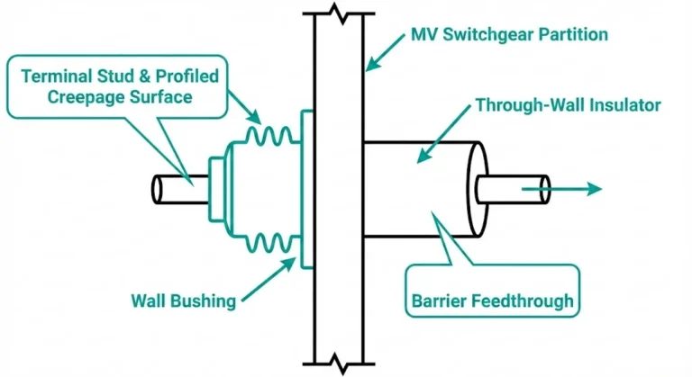 Diagramm: Wanddurchführung vs. Durchwandisolator für MV-Schaltanlagen-Trennwände