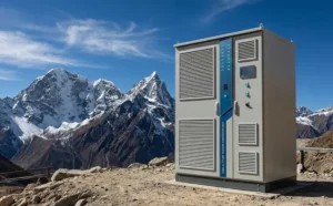 Высотная установка вакуумного контакторного распределительного устройства на горной шахте, показывающая корпус MV оборудования с принудительной вентиляцией