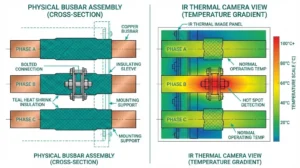 Sammelschienen-Isolationssystem mit Schrumpfschlauch und Infrarot-Thermografie zur Erkennung von Hotspots in der Mittelspannungs-Schaltanlagenmontage