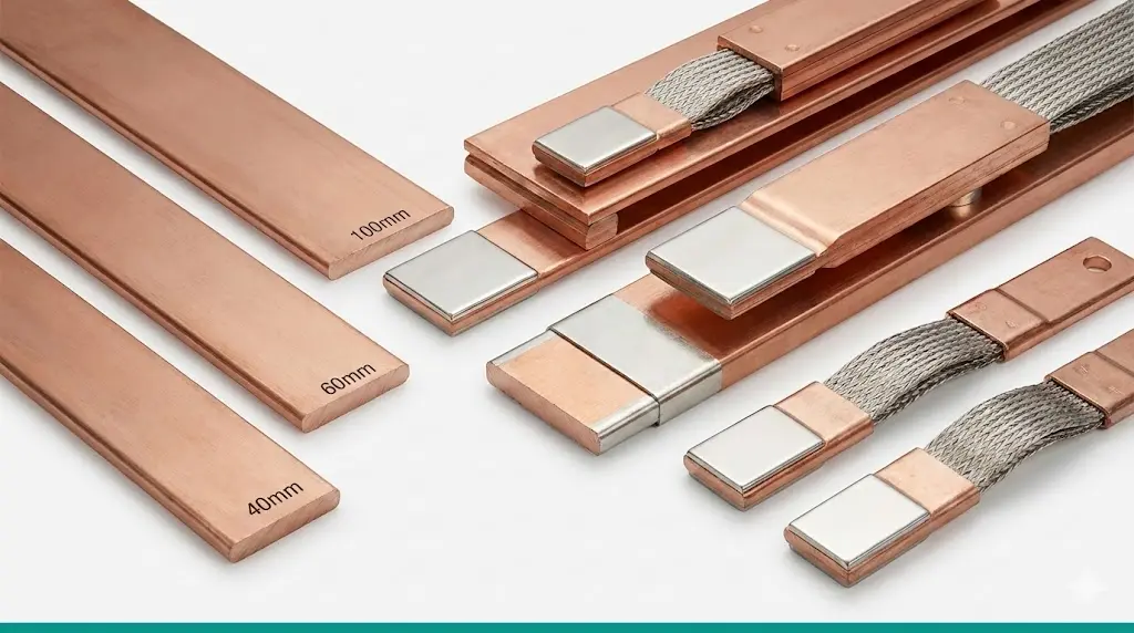 Kupfersammelschienen, versilberte Kontaktarme und flexible Verbinder für Anwendungen in Mittelspannungs-Schaltanlagen