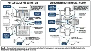 Air contactor to vacuum contactor retrofit layout for MV motor control.